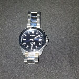 HUGO Men's Black Dial Silver Watch